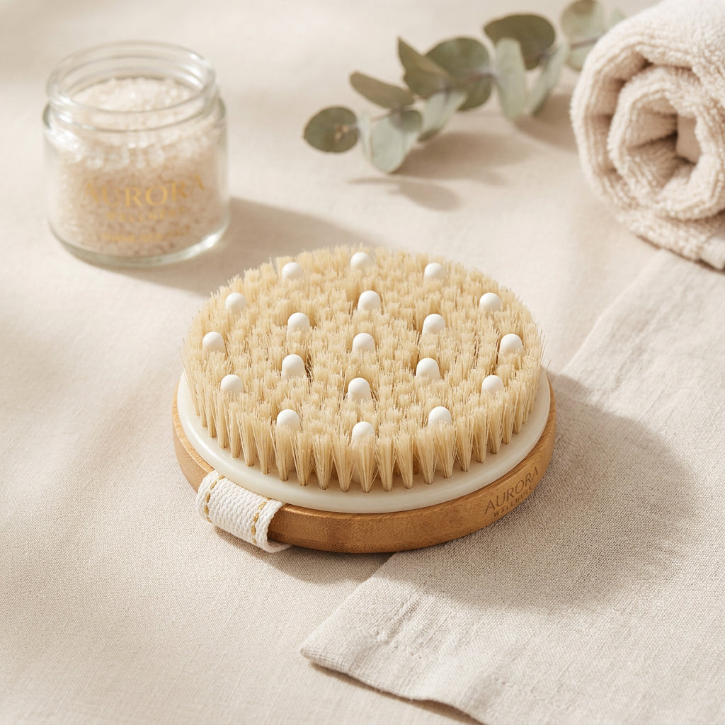 Brosse corps 2-en-1 en poils naturels pour le brossage à sec