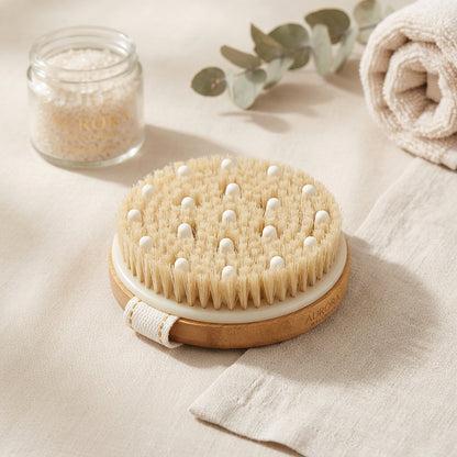 Brosse corps 2-en-1 en poils naturels pour le brossage à sec