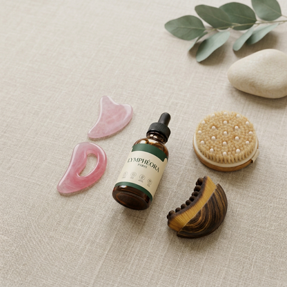 Rituel Intégral LYMPHÉORA PARIS : gouttes, brosses et gua sha visage et corps